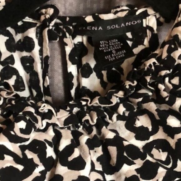 Elena Solano Linen Animal Print Ruffle Halter Top Sleeveless - Picture 3 of 14